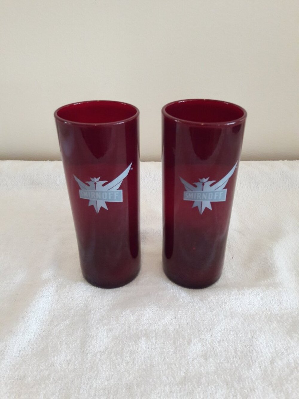 Vintage Ruby Red Smirnoff 10 oz. Highball Glasses